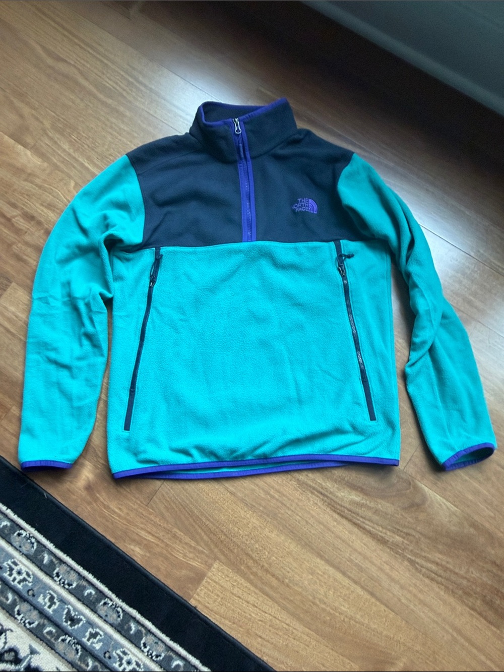 The North Face Men’s Teal, Black & Purple Half-Zip Fleece Pullover